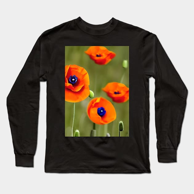 HIGHLY COLORED  ( COLOURED) OCHRE POPPIES Long Sleeve T-Shirt by sailorsam1805